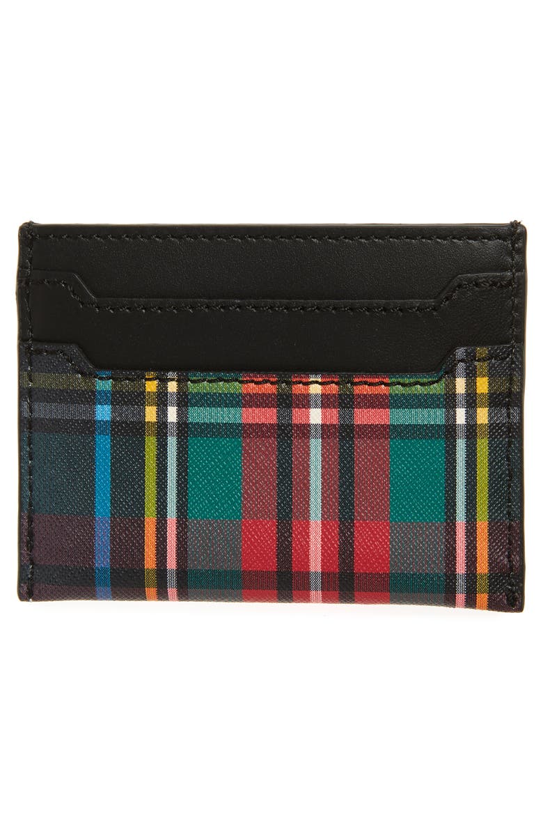 J.Crew Plaid Leather Slip Card Case, Alternate, color,