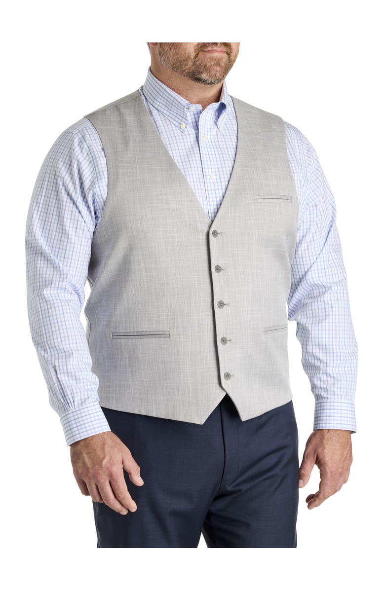 Oak Hill by DXL Big & Tall Textured Vest, Main, color, Grey