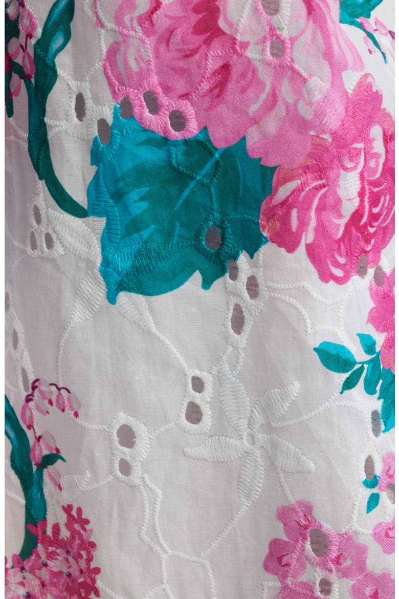 Floral Print Eyelet Midi Wrap Dress, Alternate, color, CRISPT WHITE MULTI