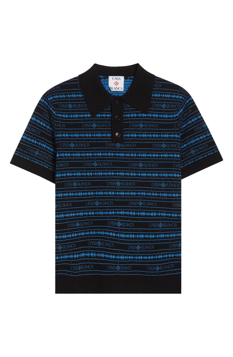 Casablanca Sound Wave Logo Jacquard Wool Polo, Main, color, Sound Wave
