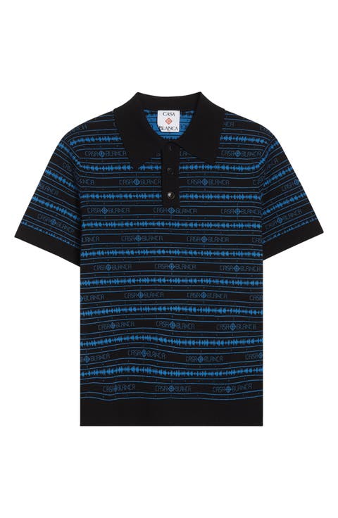 Sound Wave Logo Jacquard Wool Polo
