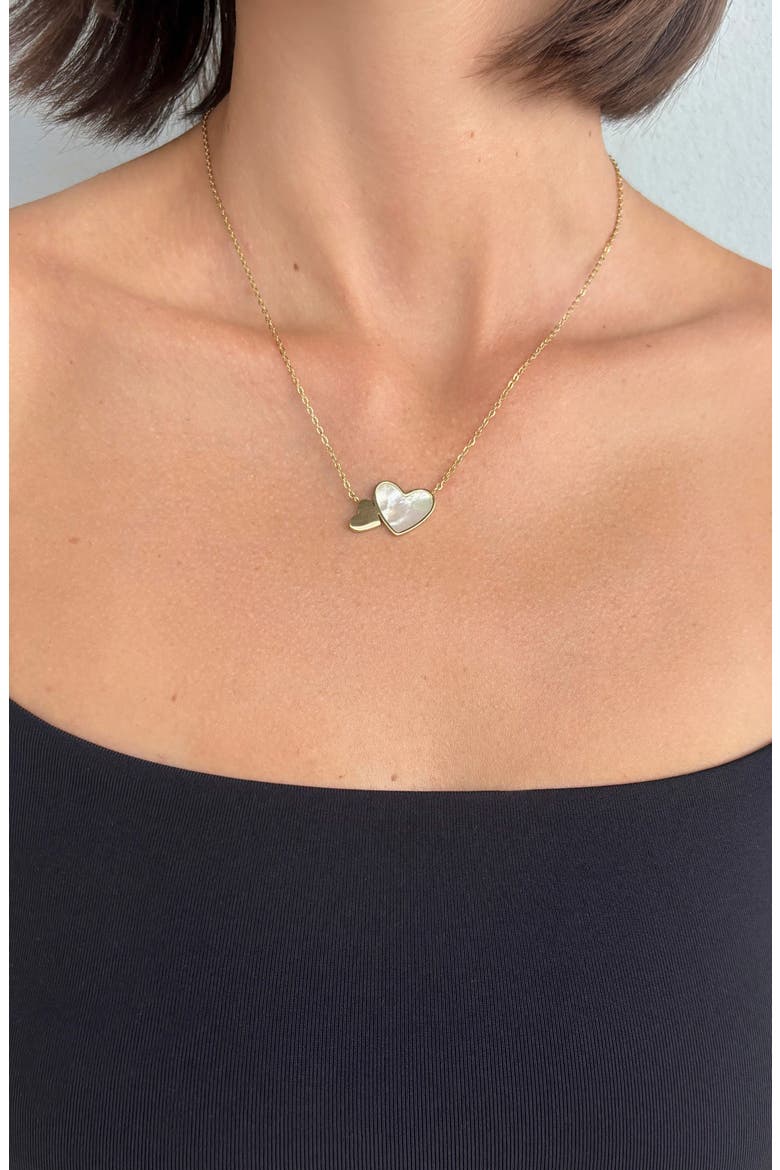Mother of Pearl Heart 2-Piece Jewelry Set, Alternate, color, WHITE/ GOLD