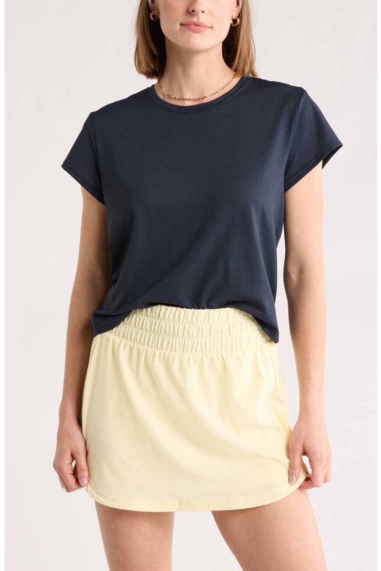 Flow Mesh Pleated T-Shirt, Main, color, NAVY SAPPHIRE