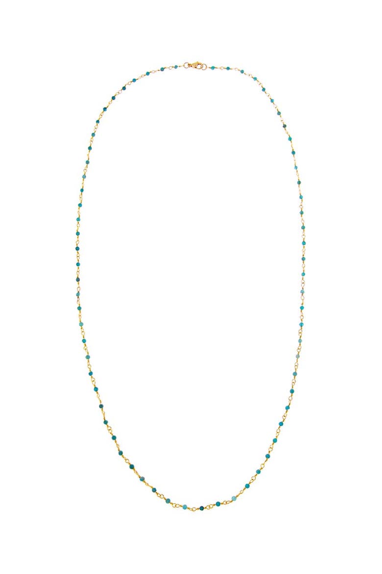 Extra Long Colored Bead Chain W/ Gold Necklace, Main, color, Turquoise