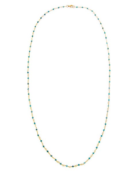 Extra Long Colored Bead Chain W/ Gold Necklace