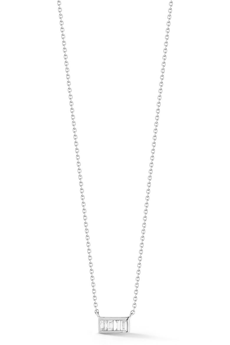 Sadie Diamond Baguette Necklace, Main, color, WHITE GOLD