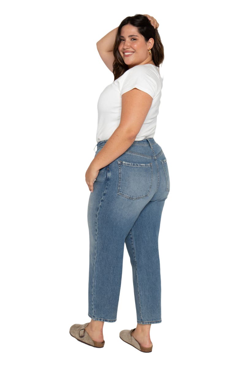 OLIVER LOGAN Harlow Barrel Leg Jeans High Rise Vintage Denim Indigo, Alternate, color, Vintage Denim Indigo