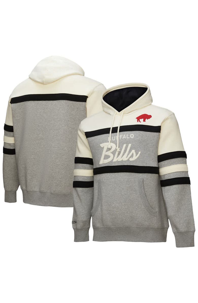 Mitchell & Ness Men's Mitchell & Ness  Heather Gray Buffalo Bills Head Coach Vintage Logo Pullover Hoodie, Main, color, 