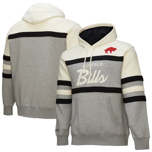 Mitchell & Ness Men's Heather Gray Buffalo Bills Head Coach Vintage Logo Pullover Hoodie In Heather Gray