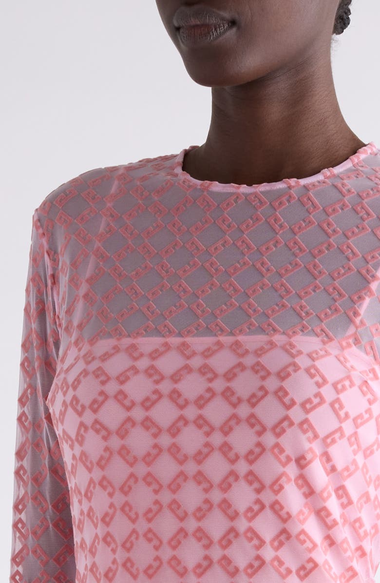 Givenchy Monogram 72 Flocked Tulle Dress, Alternate, color, Skin Rose