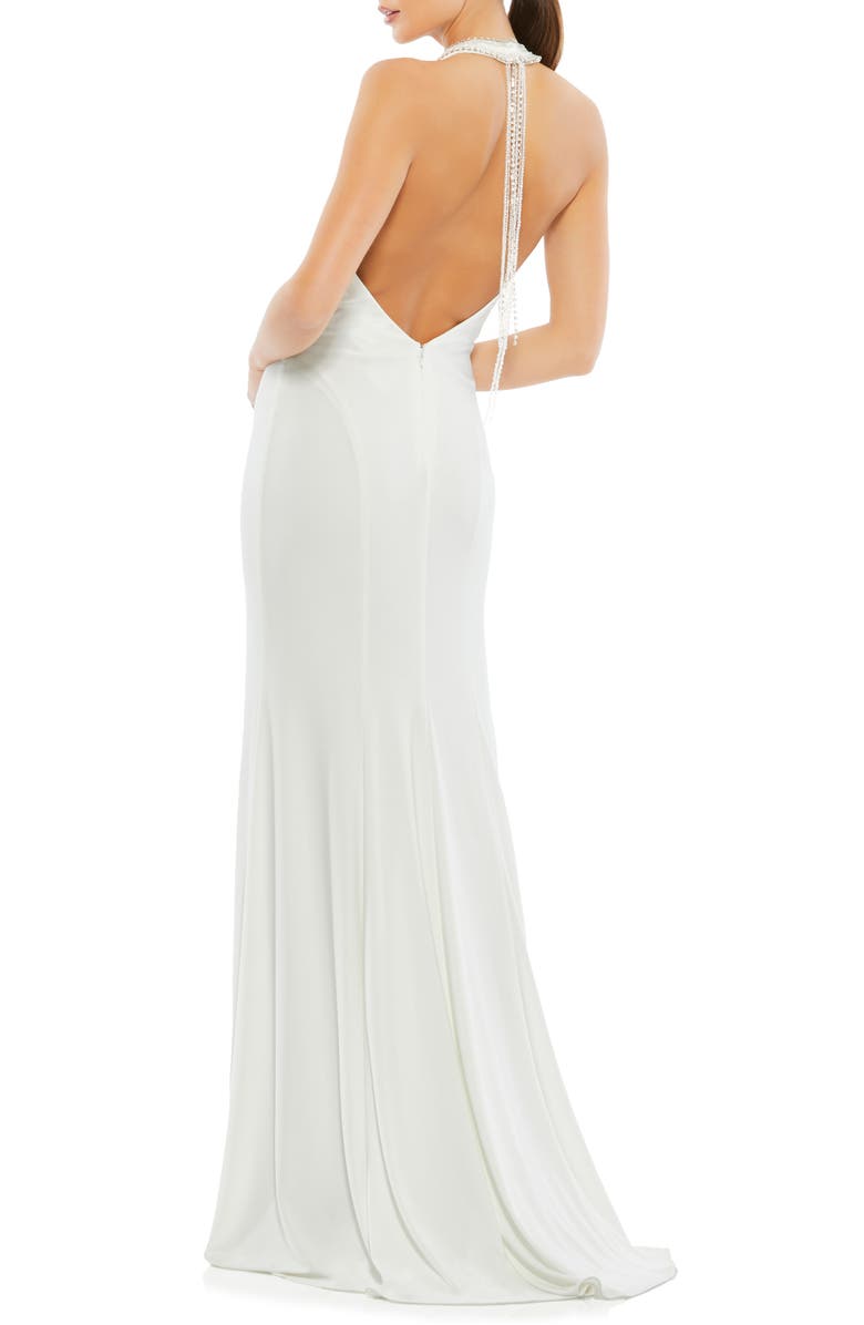 Ieena for Mac Duggal Mac Duggal Beaded Halter Neck Gown, Alternate, color, 