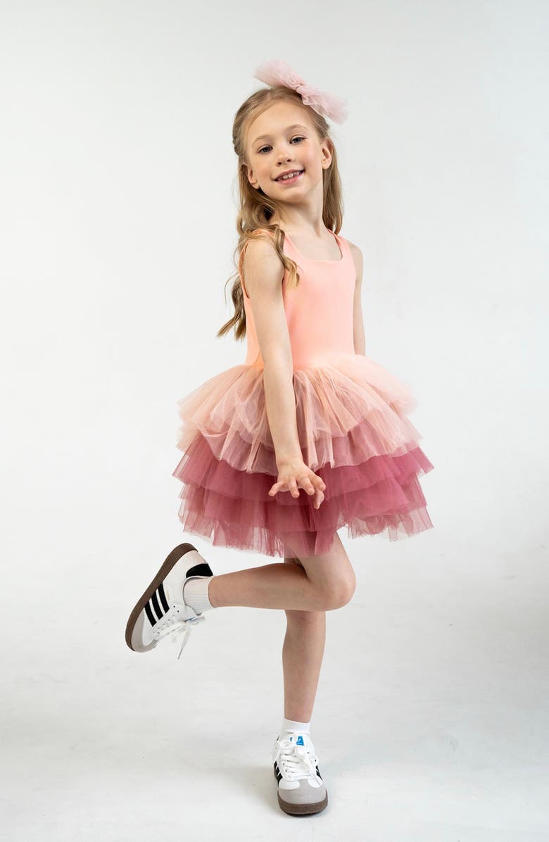 Mini Celebrities Bloom Sleeveless Fluffy Tutu Dress, Main, color, Salmon Bloom
