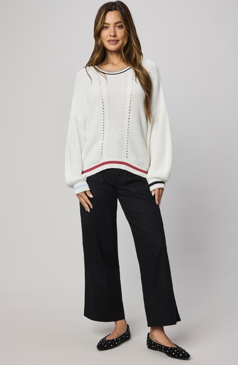 Splendid Vienna Tipped Cotton Sweater, Alternate, color, White/ Multi