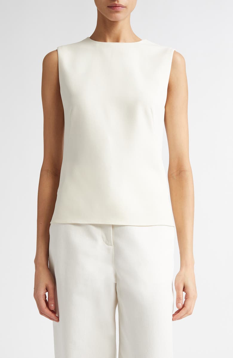 FFORME Fitted Long Sleeve Stretch Silk Top, Main, color,