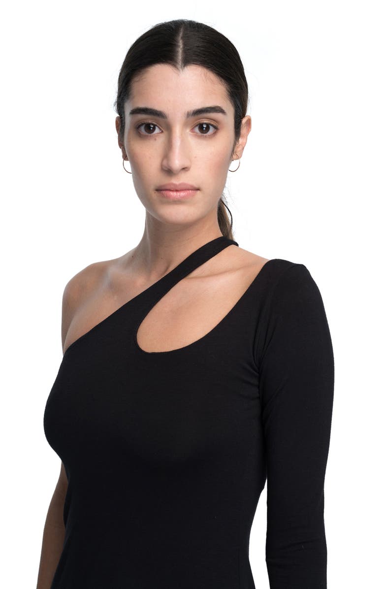 Marcella Cutout One-Shoulder Top, Alternate, color, Black