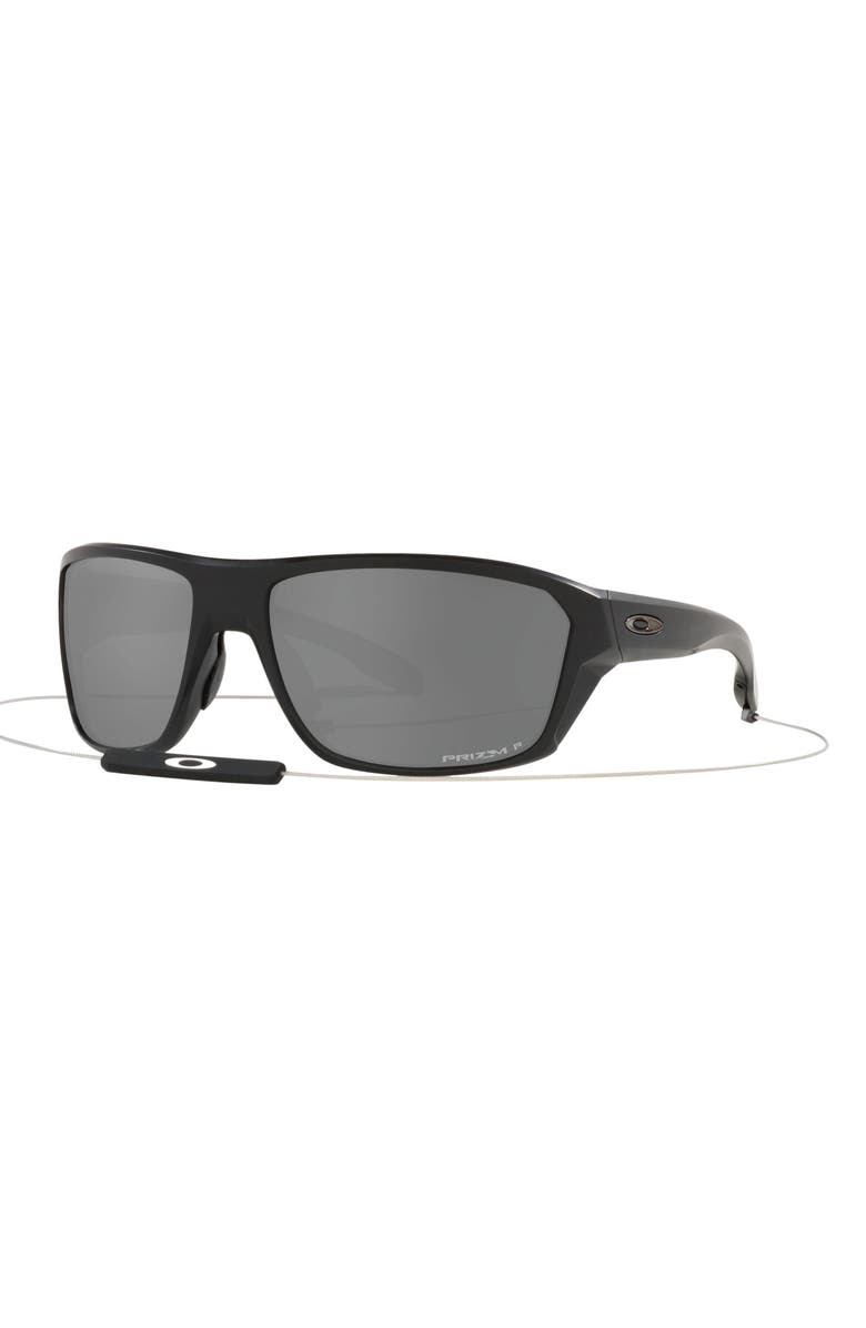 Oakley Split Shot 64mm Polarized Rectangle Sunglasses, Alternate, color, Matte Black/ Prizm Black