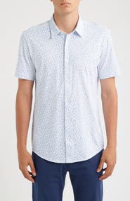 BOSS Roan Print Button-Up Cotton Blend Shirt