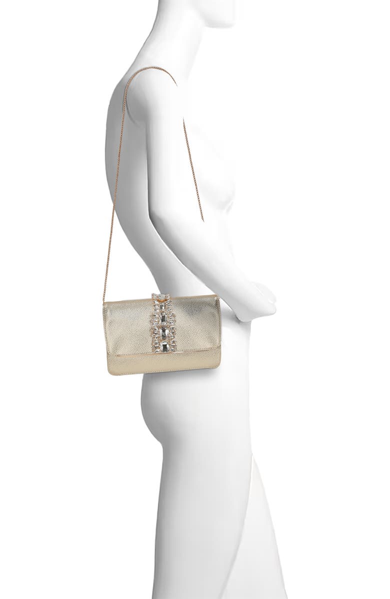 Jewel Badgley Mischka Lux Faux Leather Envelope Clutch, Alternate, color,