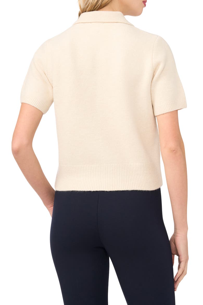 Short Sleeve Polo Sweater, Alternate, color, BIRCH