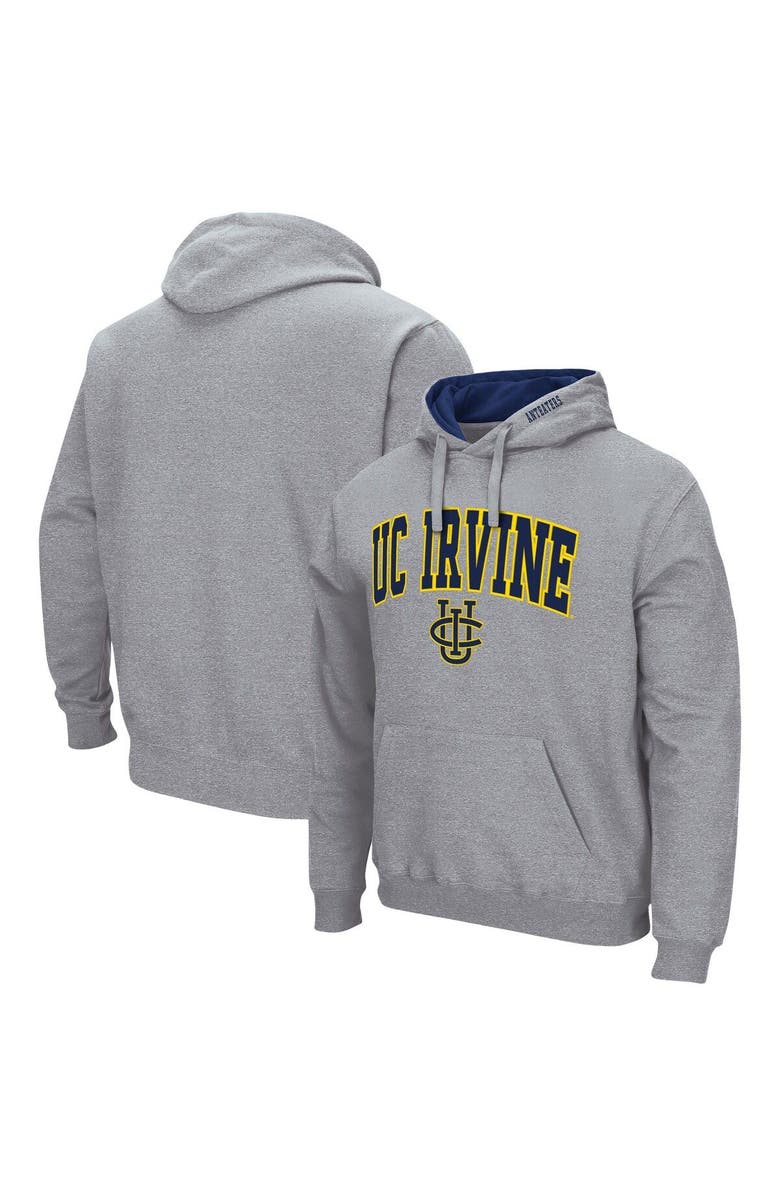 COLOSSEUM Men's Colosseum Heathered Gray UC Irvine Anteaters Arch and Logo Pullover Hoodie, Main, color, Heather Gray