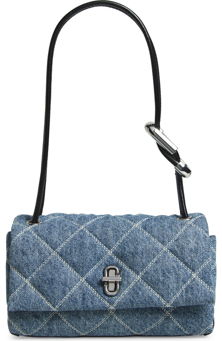 Marc Jacobs The Mini Dual Diamond Quilted Denim Shoulder Bag, Main, color, Light Wash Indigo