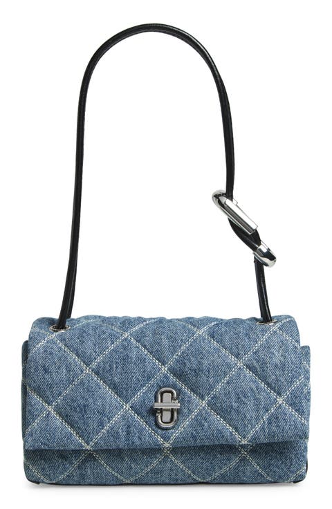 The Mini Dual Diamond Quilted Denim Shoulder Bag