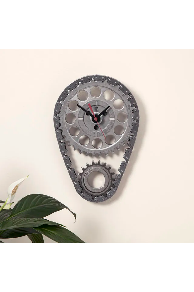 Auto Timing Chain and Gears Wall Clock, Main, color, Metallic Silver