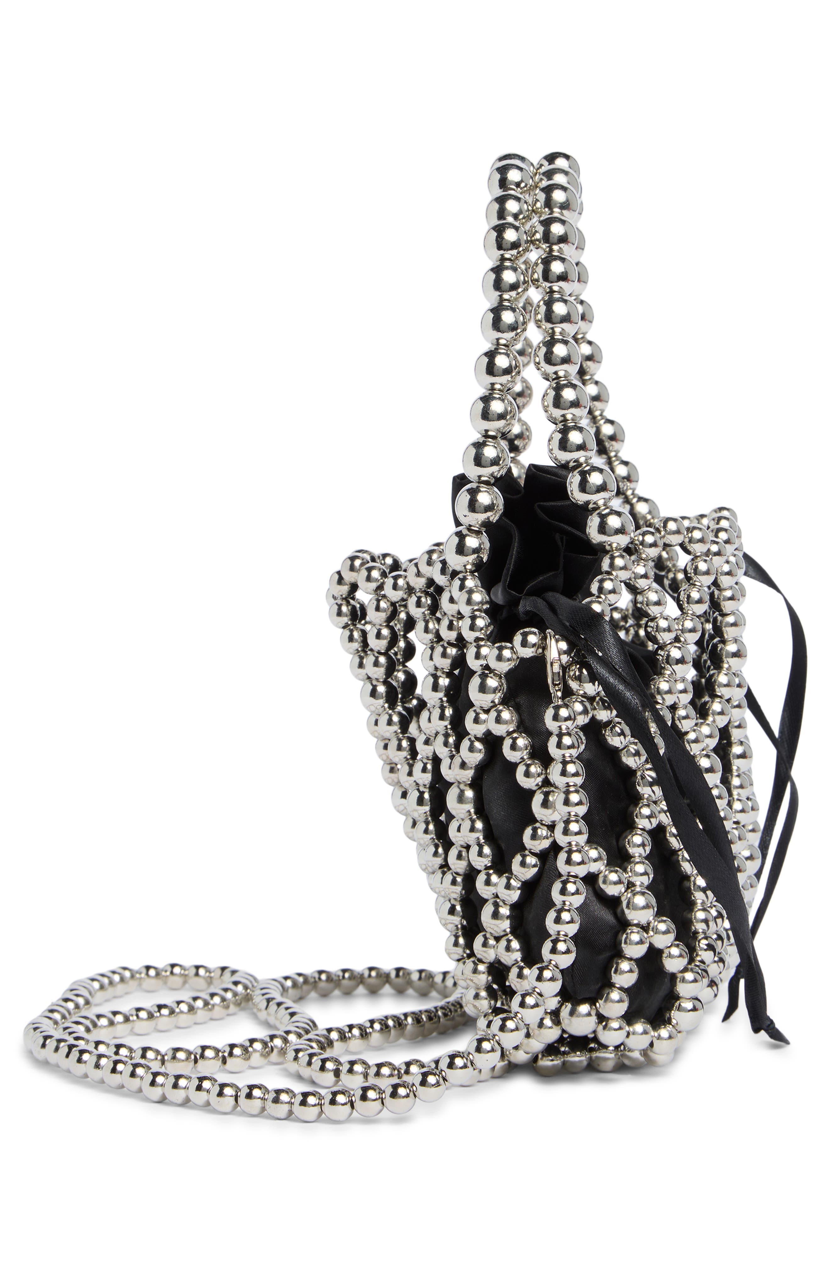 BCBG Beaded Cage Mini Bag, Alternate, color, Black