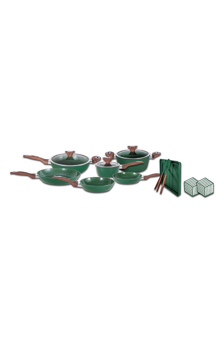 PHANTOM CHEF Grove 18-Piece Nonstick Ceramic Coated Cookware Set, Main, color, Green