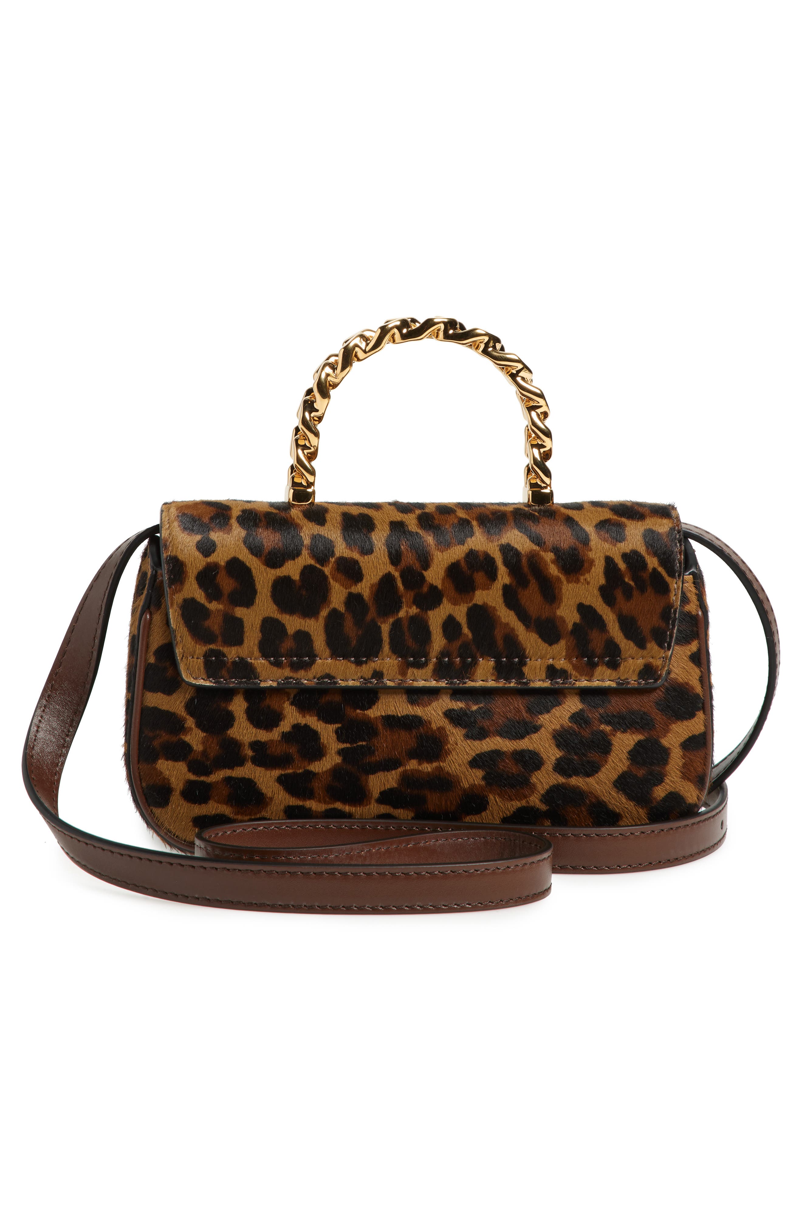 Versace Mini La Medusa Leopard Print Genuine Calf Hair Top Handle Bag, Alternate, color, 