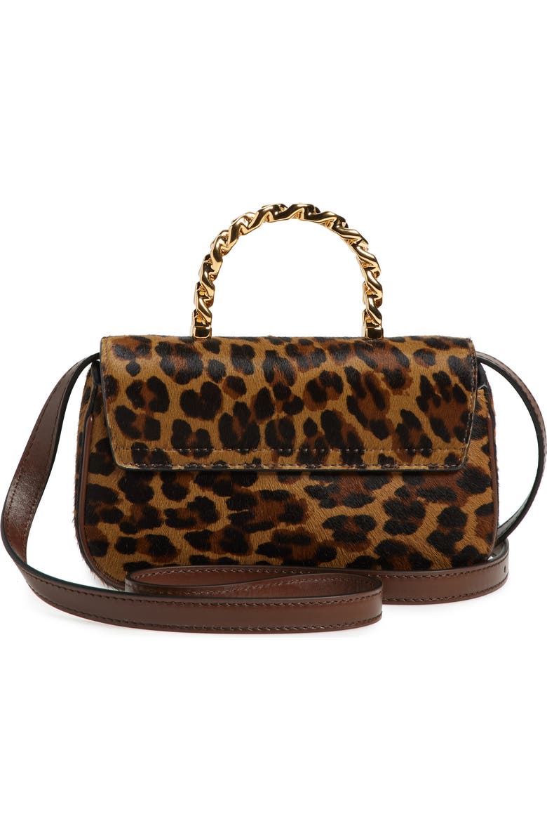 Versace Mini La Medusa Leopard Print Genuine Calf Hair Top Handle Bag, Alternate, color,