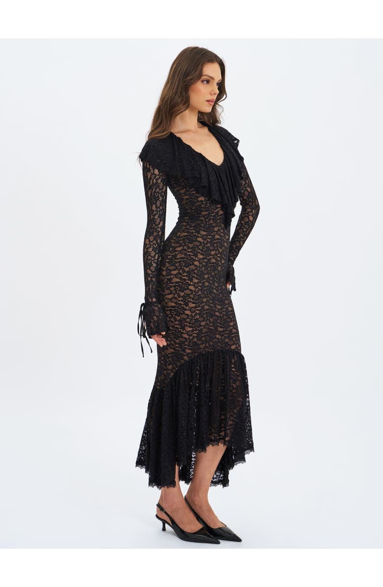 Miss Circle Parisa Lace Ruffled Mermaid Maxi Dress, Alternate, color, Black