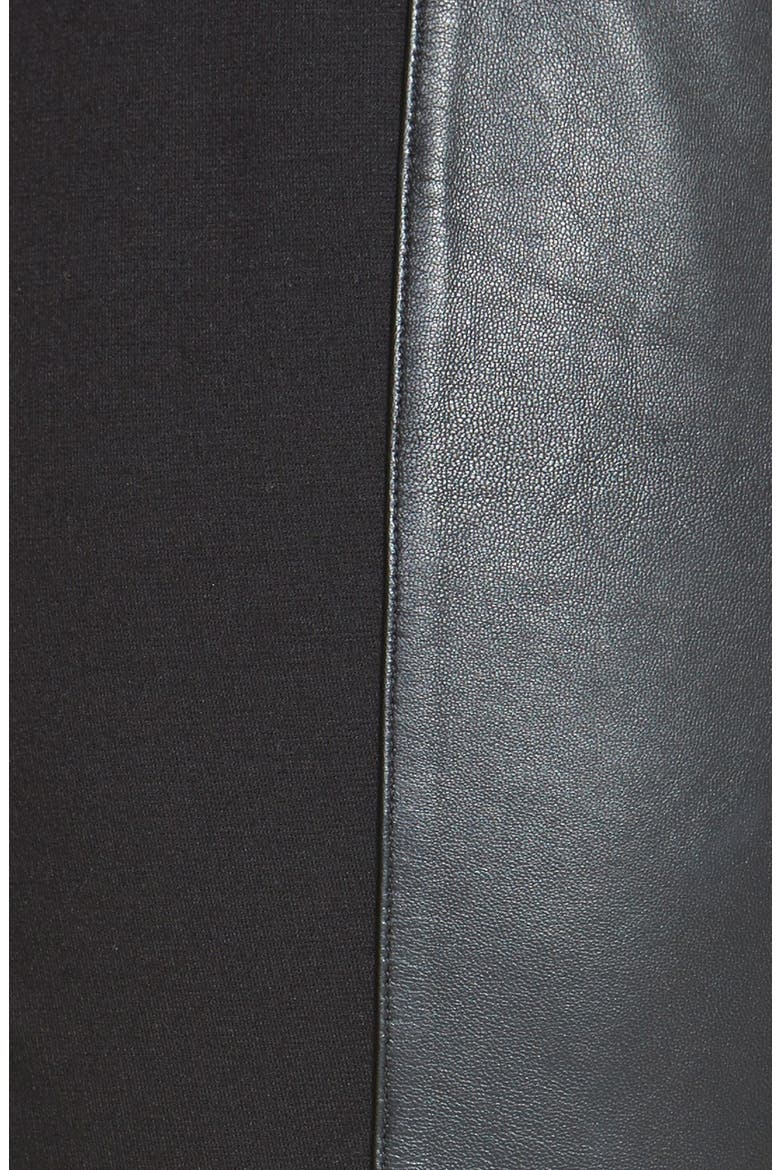 The Fisher Project Leather Trimmed Leggings, Alternate, color, Black
