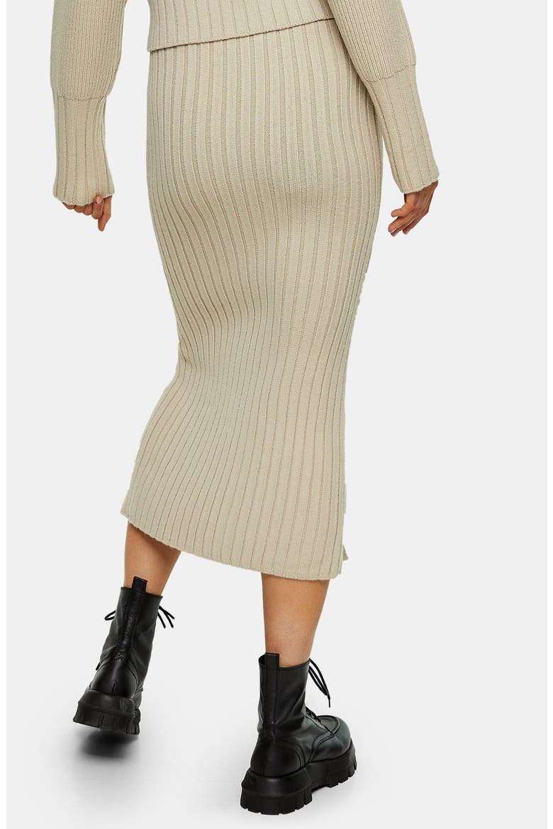 Center Split Rib Midi Skirt, Alternate, color, NUDE