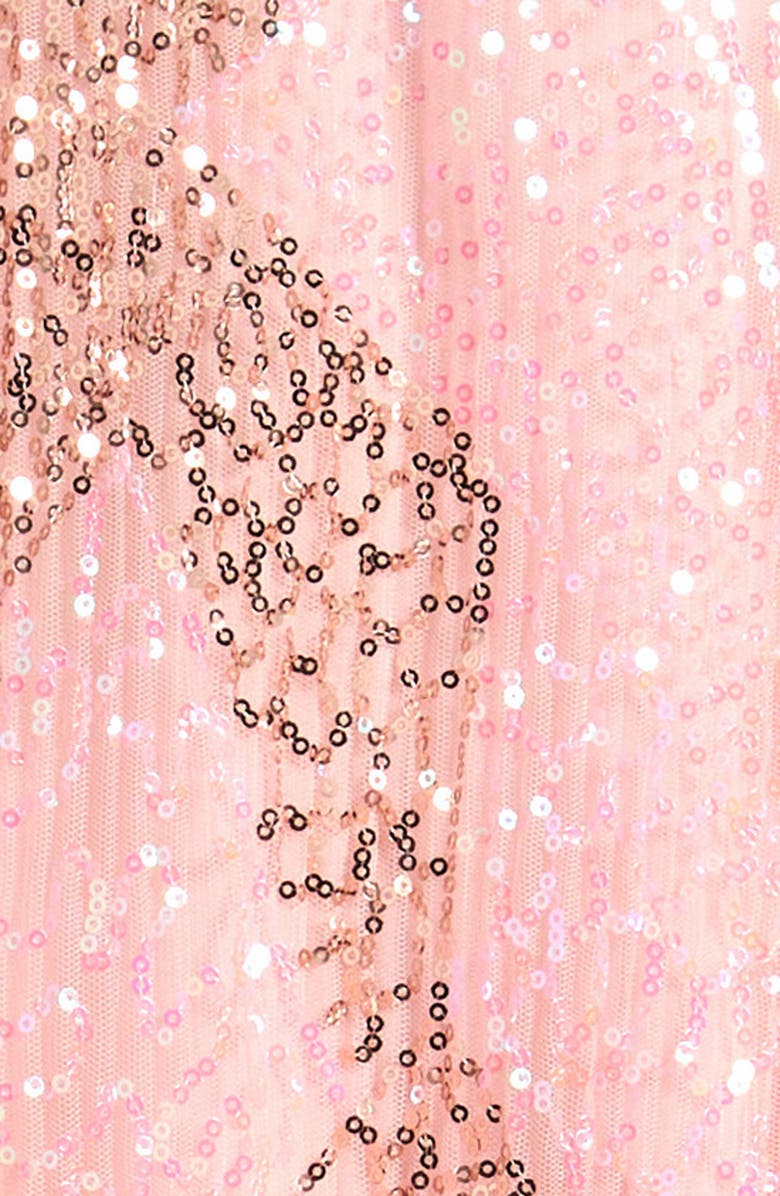 Ava & Yelly Kids' Sequin Shark Bite Hem Party Dress, Alternate, color, Blush