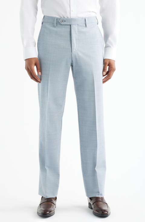 Devon Flat Front Plaid Wool Dress Pants