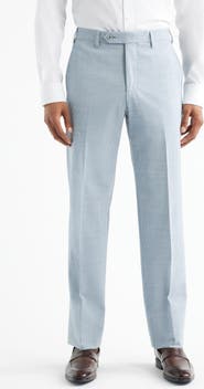 Zanella Devon Flat Front Plaid Wool Dress Pants