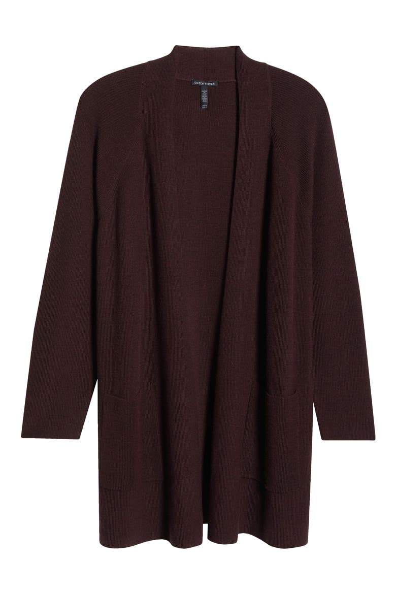 Open Front Wool Cardigan, Alternate, color, CASSIS