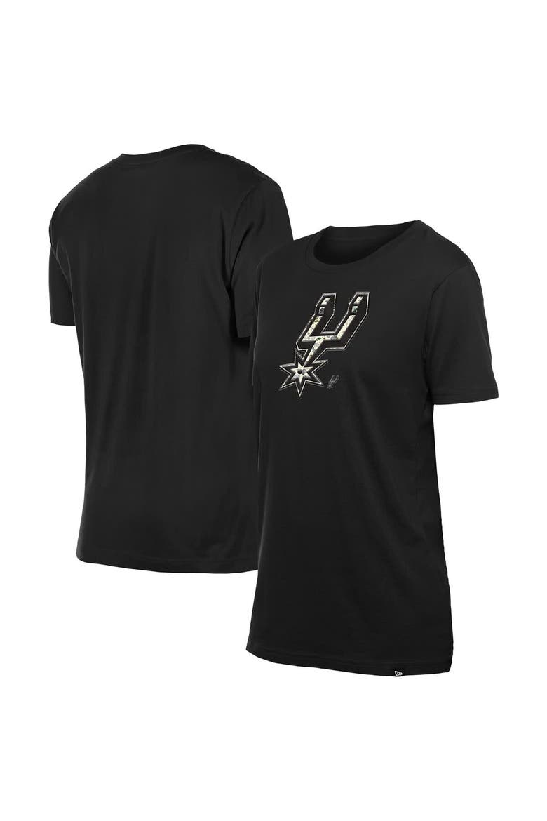 Women's New Era Black San Antonio Spurs Glam Game Flower T-Shirt, Main, color, Black