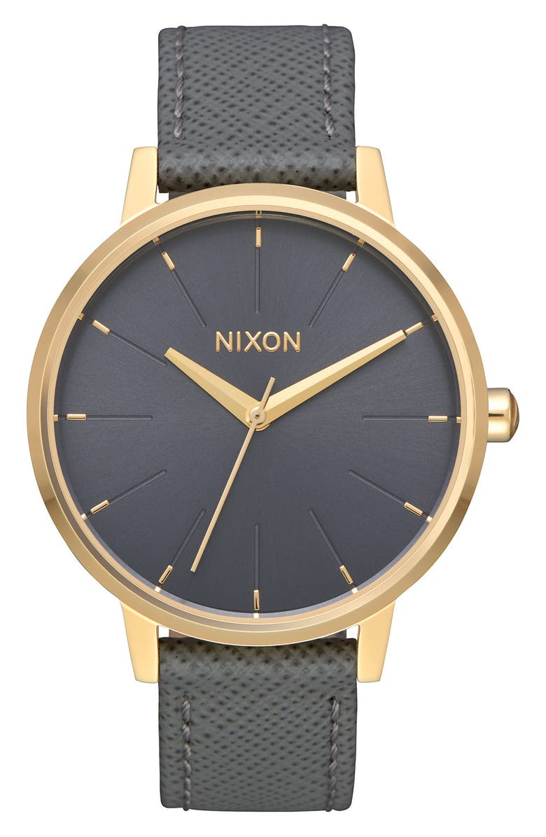 Nixon 'The Kensington' Leather Strap Watch, 37mm, Main, color,