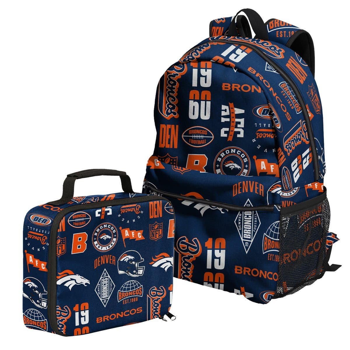 Denver Broncos Backpack and Lunchbox Set, Main, color, Navy