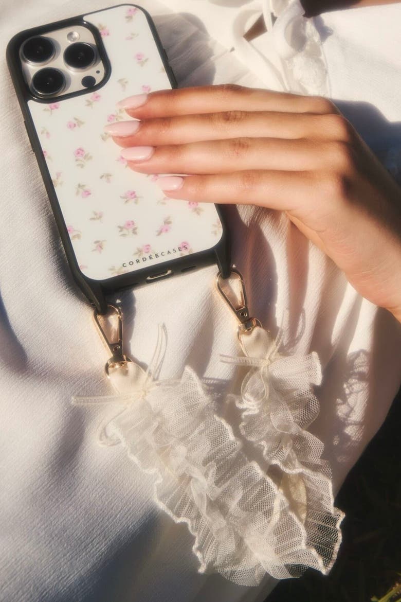 Ruffle Rose Phone Wristlet Set, Alternate, color, Beige