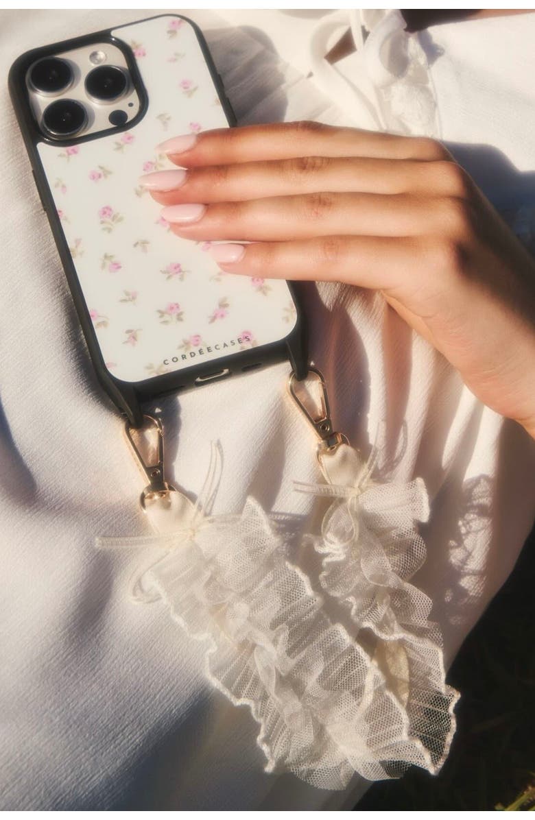 Cordée Cases Ruffle Rose Phone Wristlet Set, Alternate, color, Beige