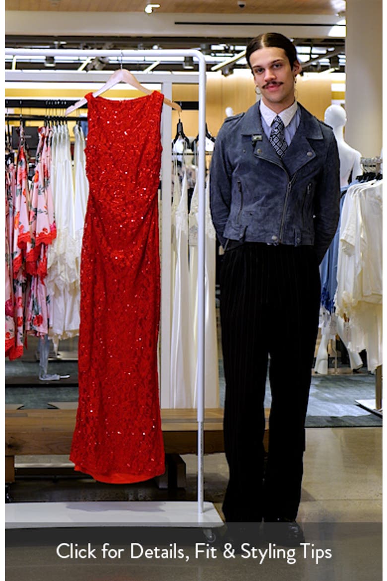 Ruben Sequin Lace Ruched Maxi Dress video