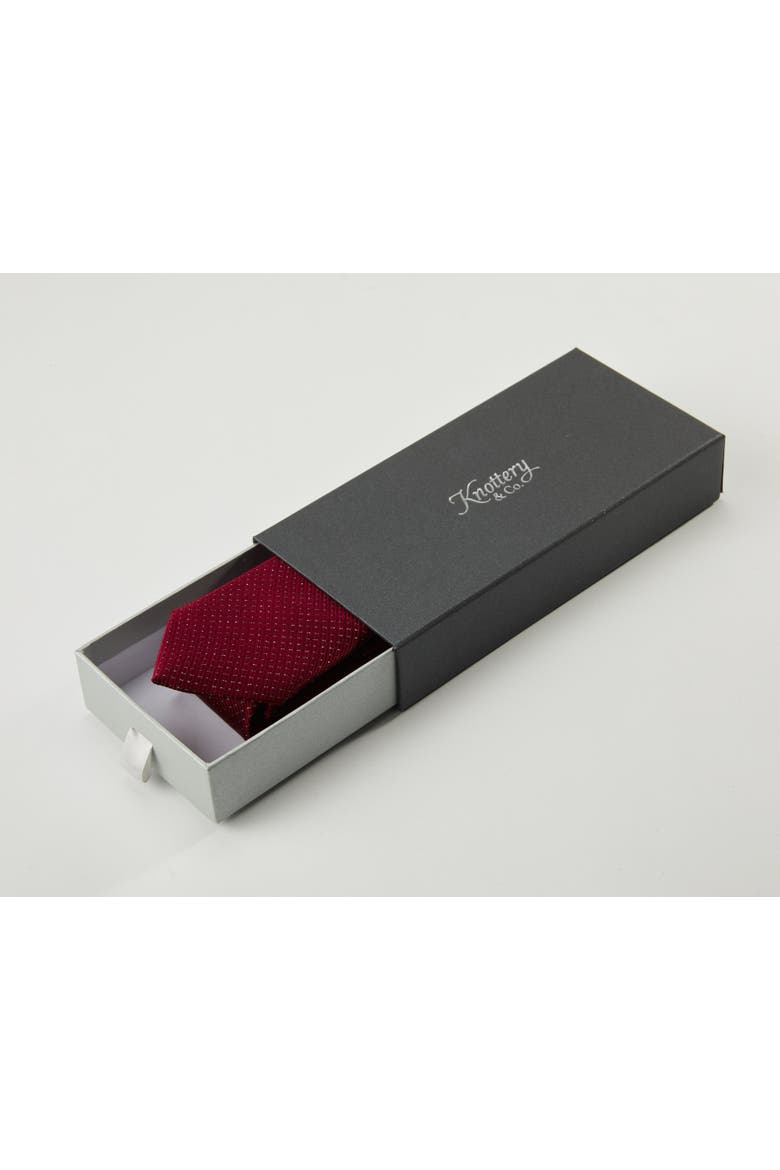 Grid Light Silk Jacquard Tie, Alternate, color, Burgundy