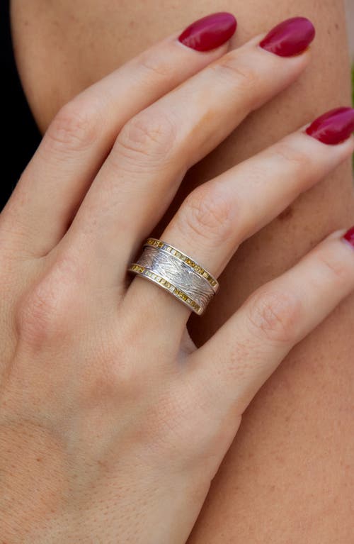Savvy Cie Jewels Yellow Diamond Band Ring In Silver