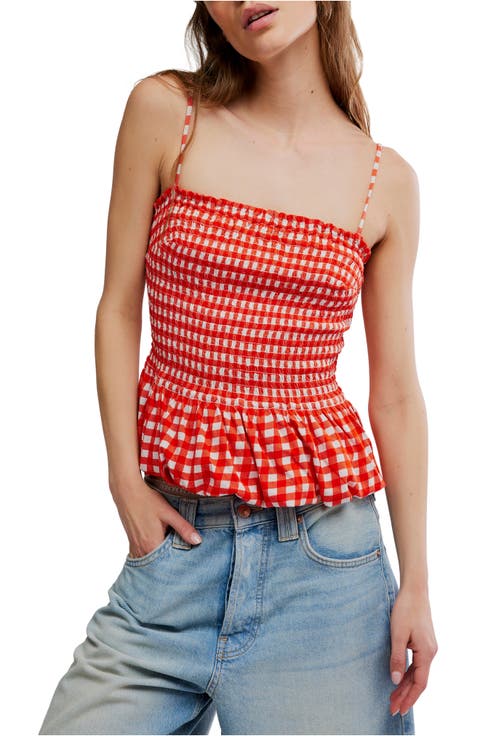 Sundance Gingham Peplum Tank