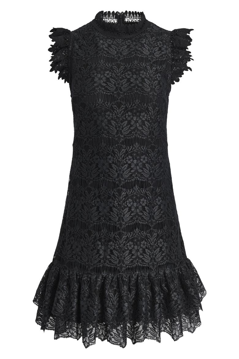 Flutter Sleeve Lace Sheath Dress, Alternate, color, BLACK