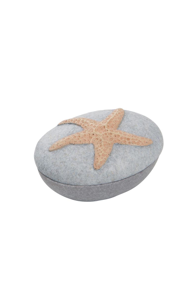 Beachcombers Resin Pebble Box With Starfish, Main, color, Beige