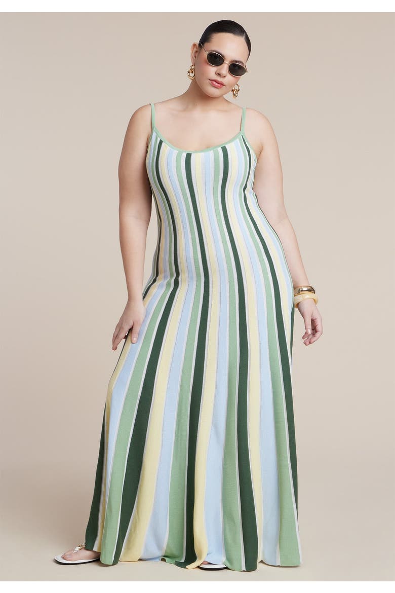 A Line Sweater Dress, Alternate, color, BASIL STRIPE